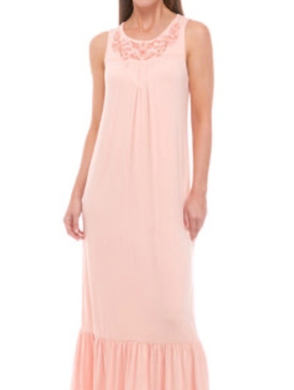 NWT Cupio Pink Embroidered Beachy Tunic-style Stretch Sleeveless Maxi Size M